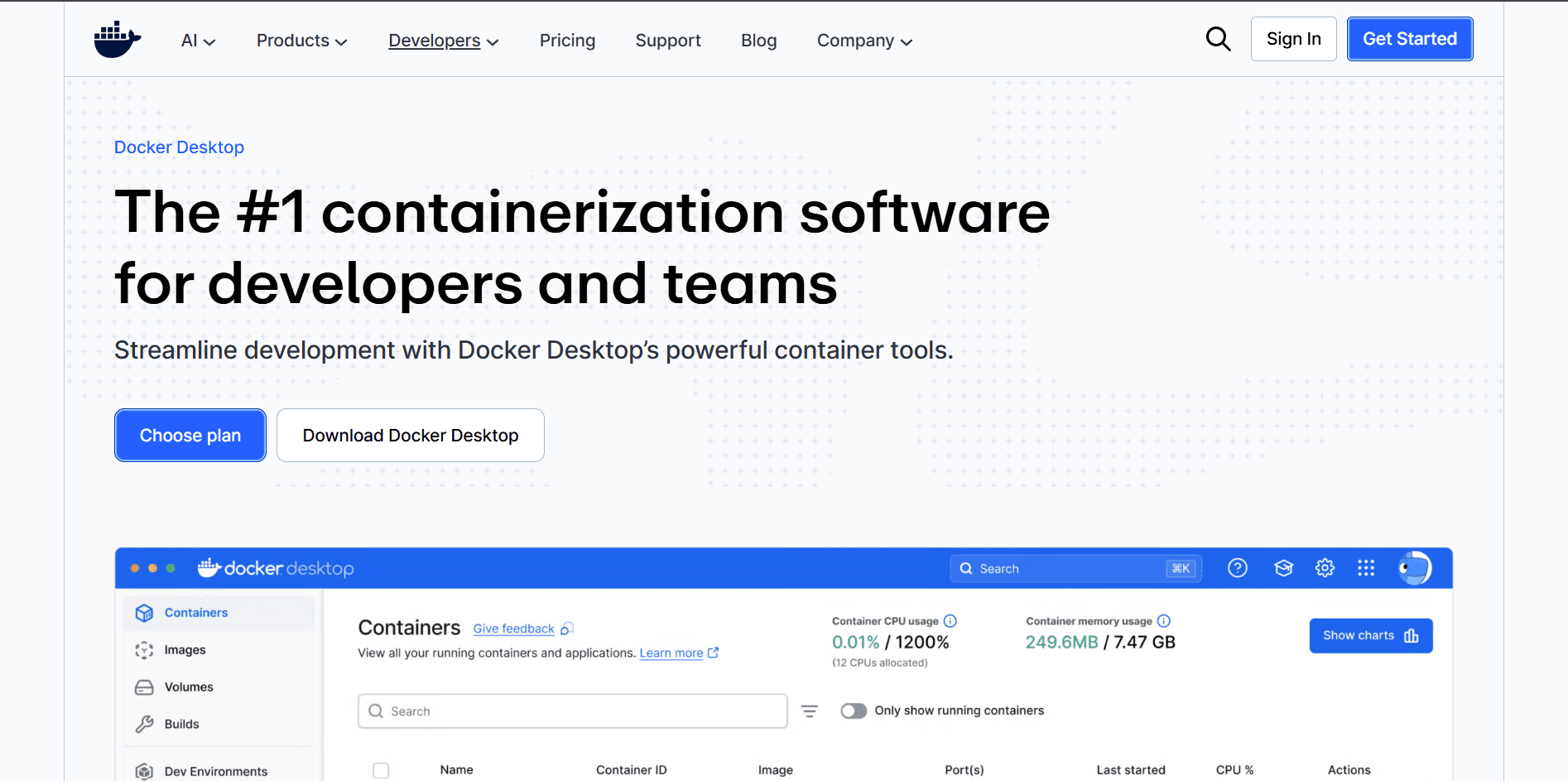 Page officielle de téléchargement Docker