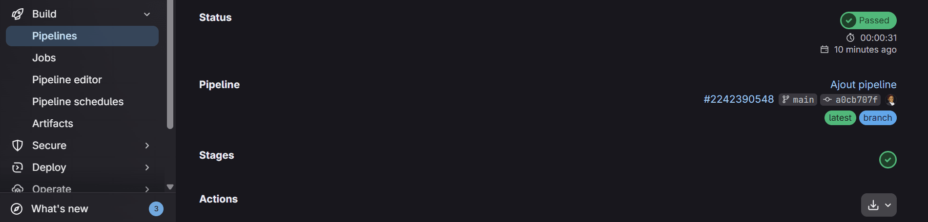 Exemple de pipeline réussi